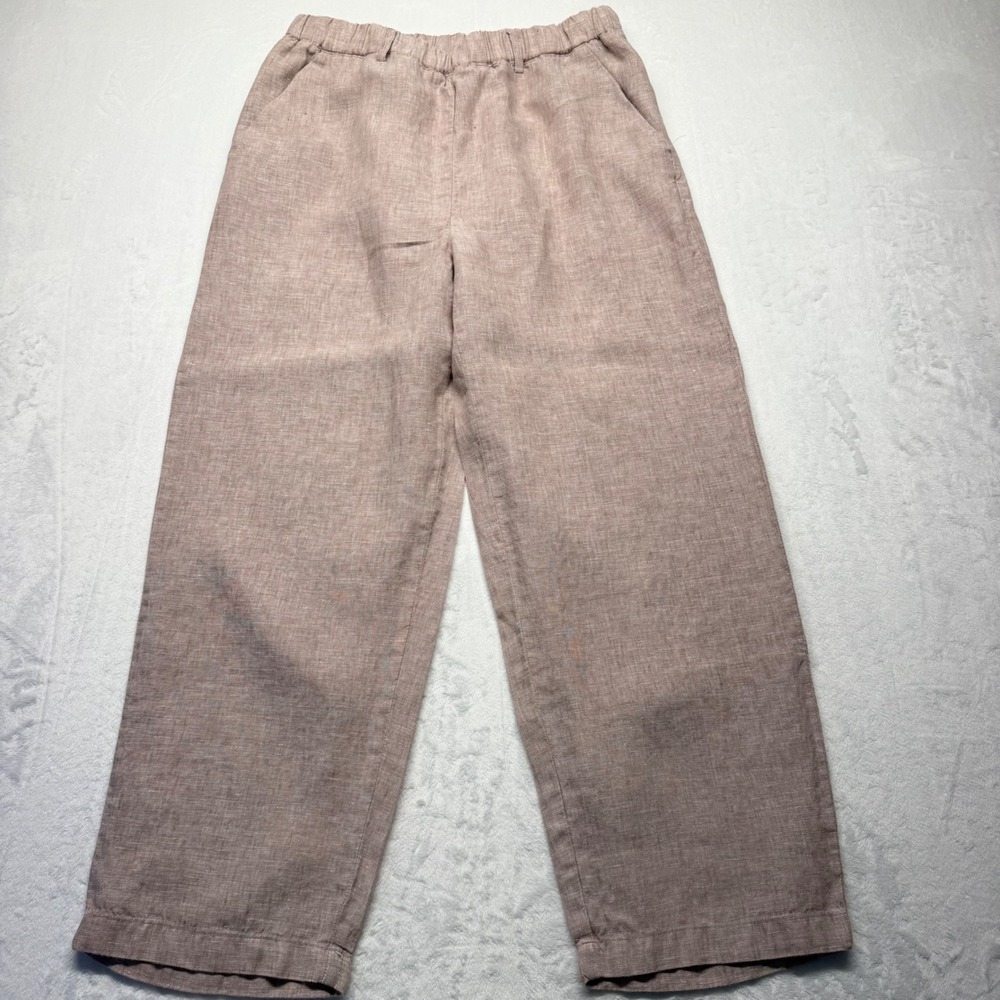 Quince 100% European Linen Pants M Vintage Pink Chambray Pull On Straight Leg